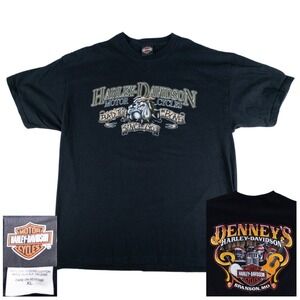 Harley Davidson T Shirt‎ Mens XL Black Bad Bone Bulldog Branson Vintage Y2K Tee